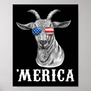 Goat 4th Of July American Flag Usa Merica Poster