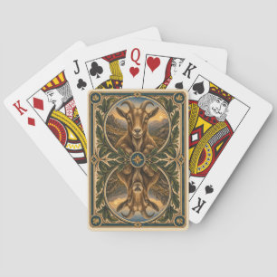 Goat Alpine Peaks Watercolor GeoSaga Playing Cards