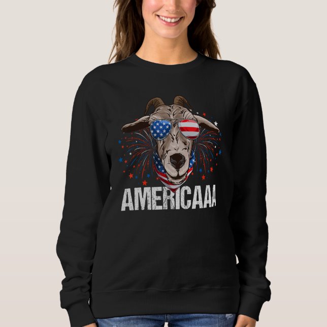 Goat Americaaa 4th Of July USA Patriotic  Boy Fire Sweatshirt (Front)