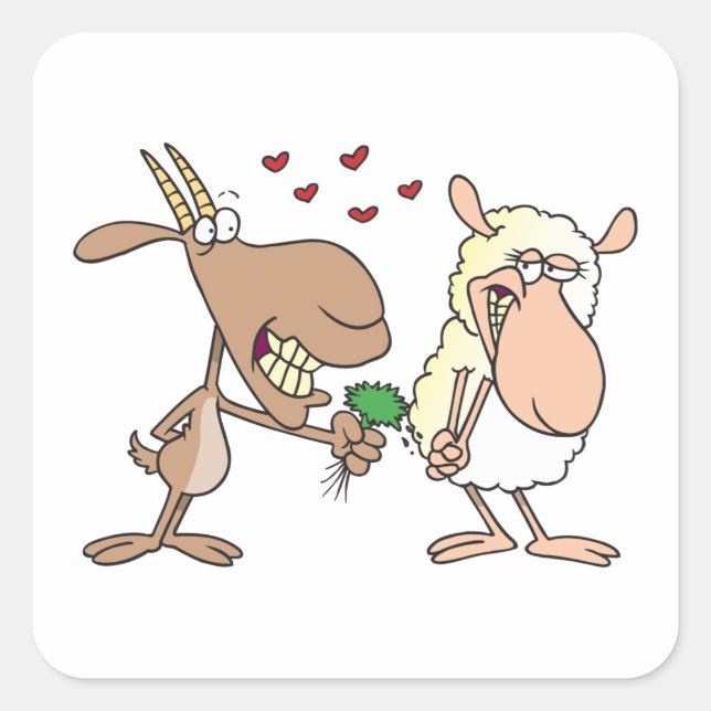 Goat And Sheep In Love Square Sticker (Front)