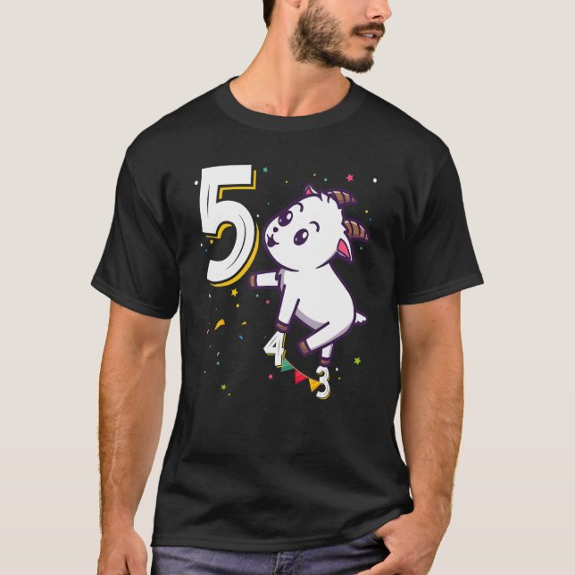 Goat Animal  5th Birthday Girl Boy B Day 5 Years O T-Shirt (Front)