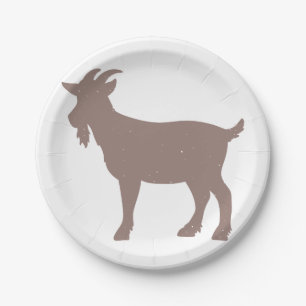Goat animal farm silhouette paper plate