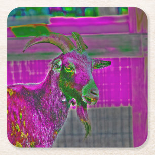 Goat Art Square Paper Coaster