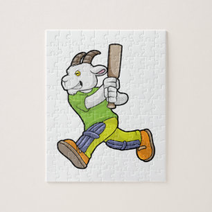 Goat as Batsman with Cricket bat Jigsaw Puzzle