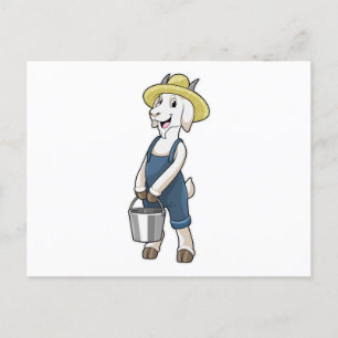 Goat as Farmer with Bucket Postcard