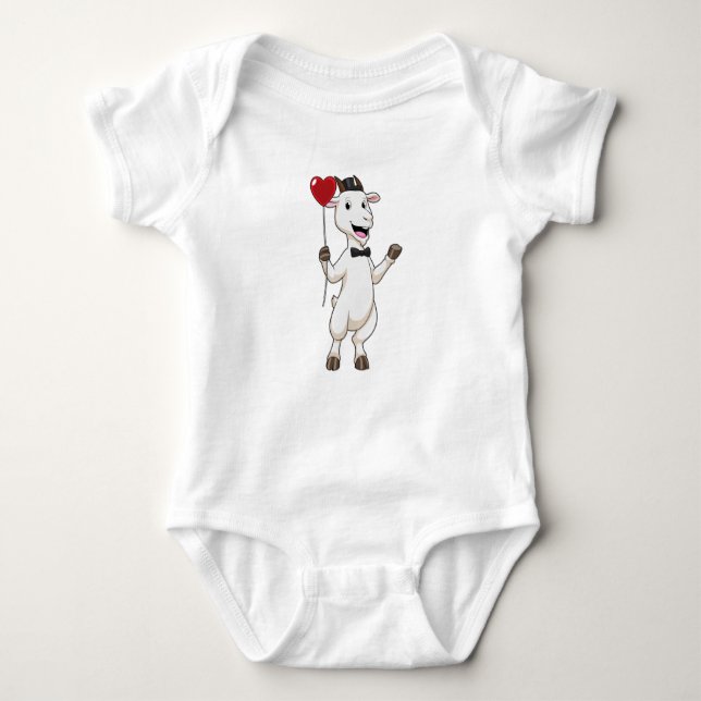 Goat as Groom with Heart Balloon Baby Bodysuit (Front)