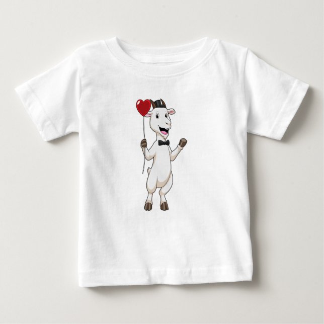 Goat as Groom with Heart Balloon Baby T-Shirt (Front)