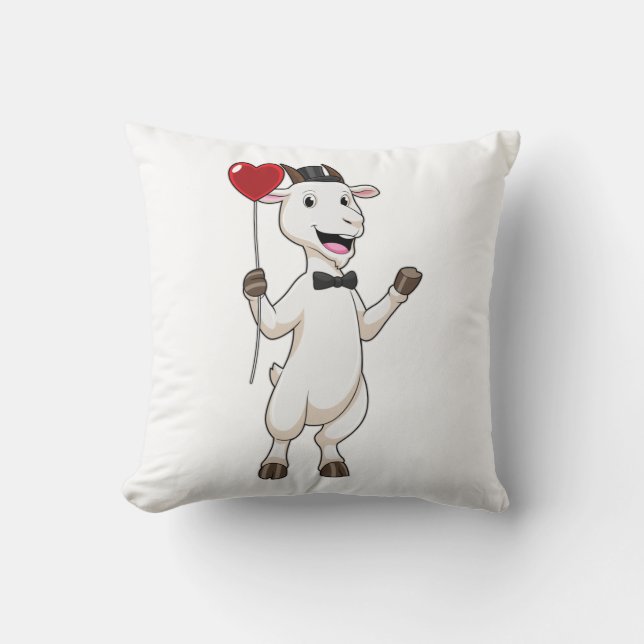 Goat as Groom with Heart Balloon Cushion (Front)