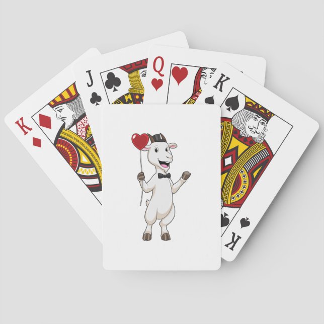 Goat as Groom with Heart Balloon Playing Cards (Back)