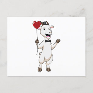 Goat as Groom with Heart Balloon Postcard