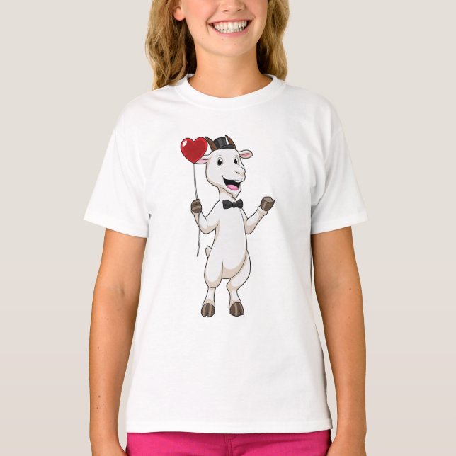 Goat as Groom with Heart Balloon T-Shirt (Front)