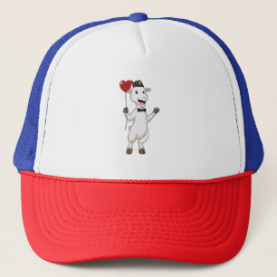 Goat as Groom with Heart Balloon Trucker Hat