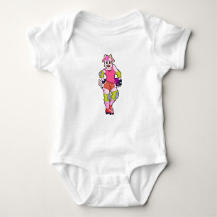 Goat as Inline Skater with Inline Skates Baby Bodysuit