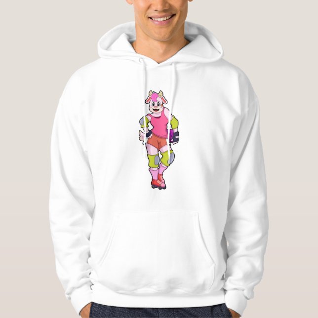 Goat as Inline Skater with Inline Skates Hoodie (Front)