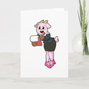 Goat as Secretary with High Heels Card