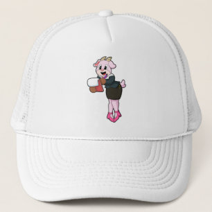 Goat as Secretary with High Heels Trucker Hat