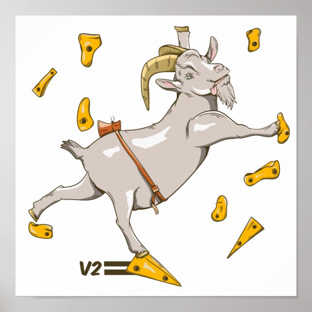 Goat at a climbing gym poster (Front)