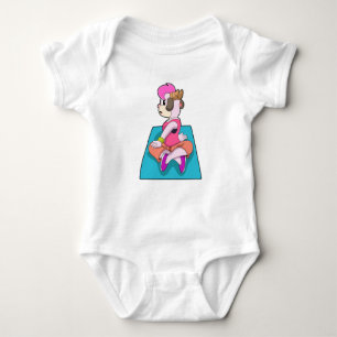 Goat at Yoga on Yoga mat Baby Bodysuit