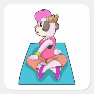 Goat at Yoga on Yoga mat Square Sticker