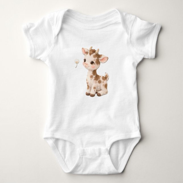 Goat Baby Bodysuit – Cute Farm Animal Baby 🐐 (Front)