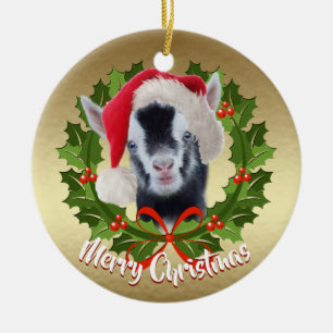GOAT Baby Nigerian  Santa Hat Christmas Ornament