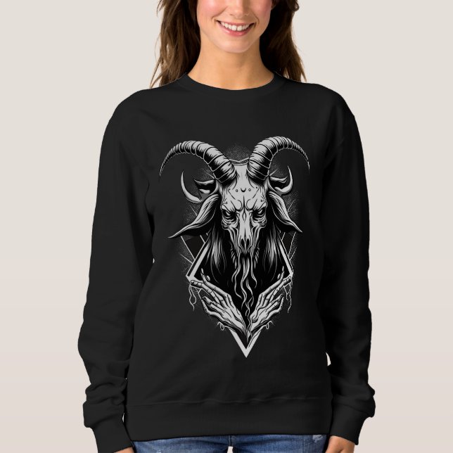 Goat Baphomet  Occult Gothic Demon Sweatshirt (Front)