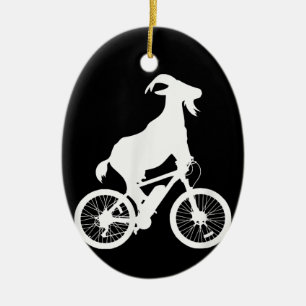 Goat Bicycle Rider Funny Goat Lover Graphic Ceramic Ornament