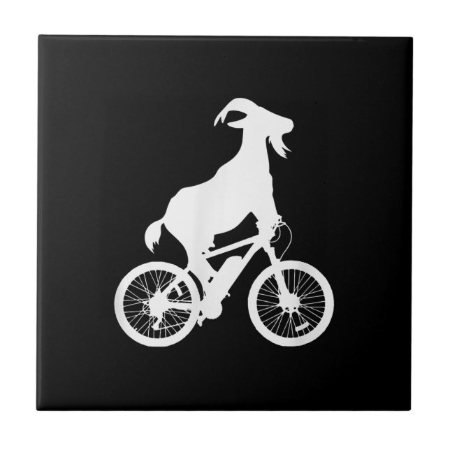 Goat Bicycle Rider Funny Goat Lover Graphic Ceramic Tile (Front)