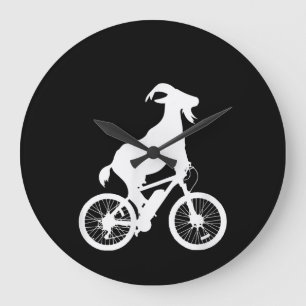 Goat Bicycle Rider Funny Goat Lover Graphic Large Clock