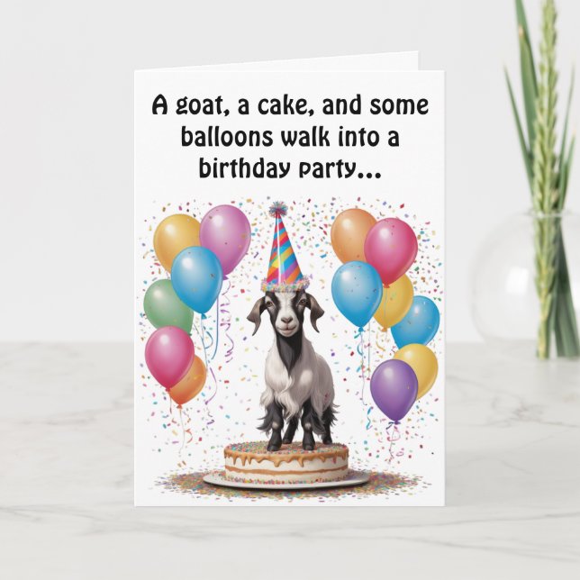 Goat Birthday Surprise – Funny & Witty Card (Front)