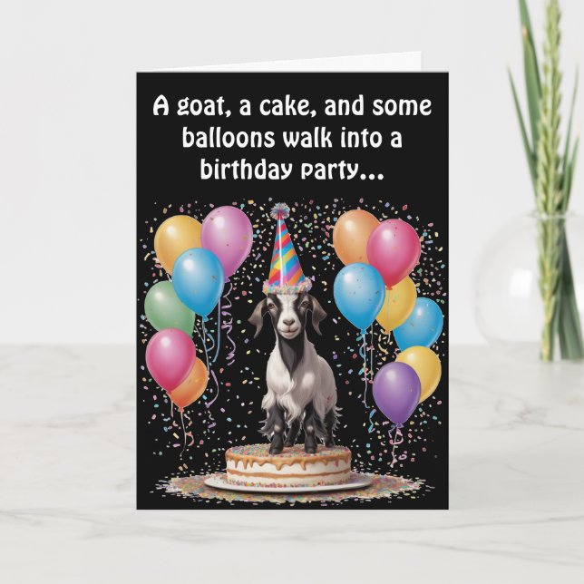 Goat Birthday Surprise – Funny & Witty Card (Front)