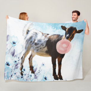 GOAT  Bubblegum Nigerian in Flowers GetYerGoat™ Fleece Blanket