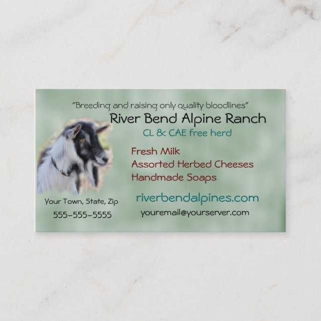 Goat Business Card- customise-add your own photo Business Card (Front)