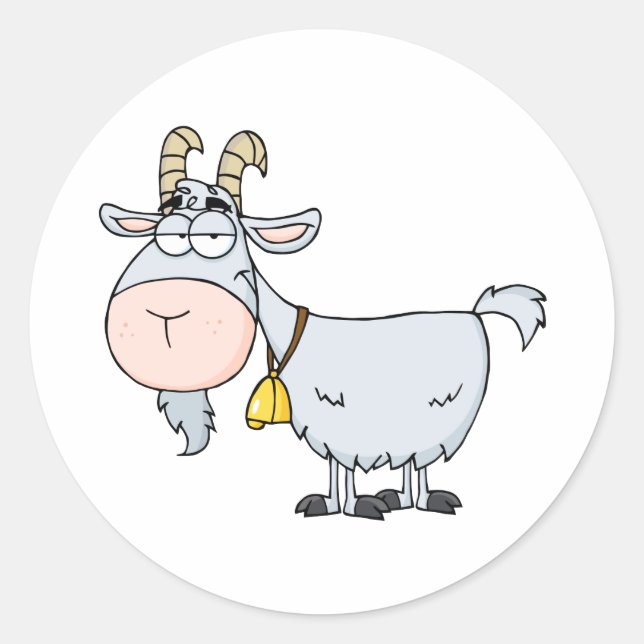 Goat Cartoon Character Classic Round Sticker (Front)