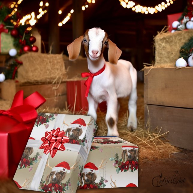 Goat Christmas Adorable Boer Baby in Antlers   Wrapping Paper (Creator Uploaded)