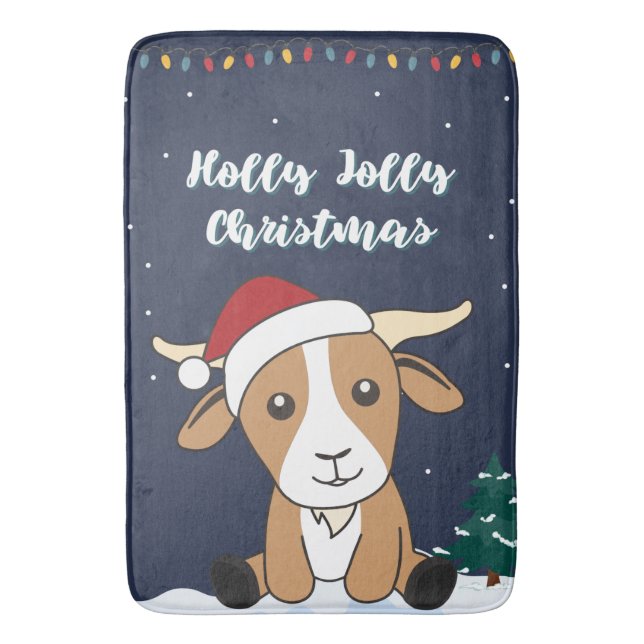 Goat Christmas Goats Winter Animals Bath Mat (Front Vertical)