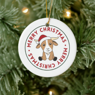 Goat Christmas Goats Winter Animals Ceramic Orname Ornament