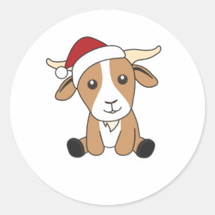 Goat Christmas Goats Winter Animals Classic Round Sticker