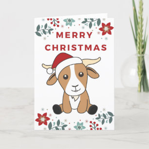 Goat Christmas Goats Winter Animals Holiday Card