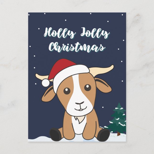 Goat Christmas Goats Winter Animals Holiday Postca (Front)