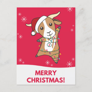 Goat Christmas Goats Winter Animals Holiday Postca Postcard