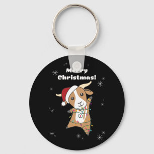 Goat Christmas Goats Winter Animals Key Ring