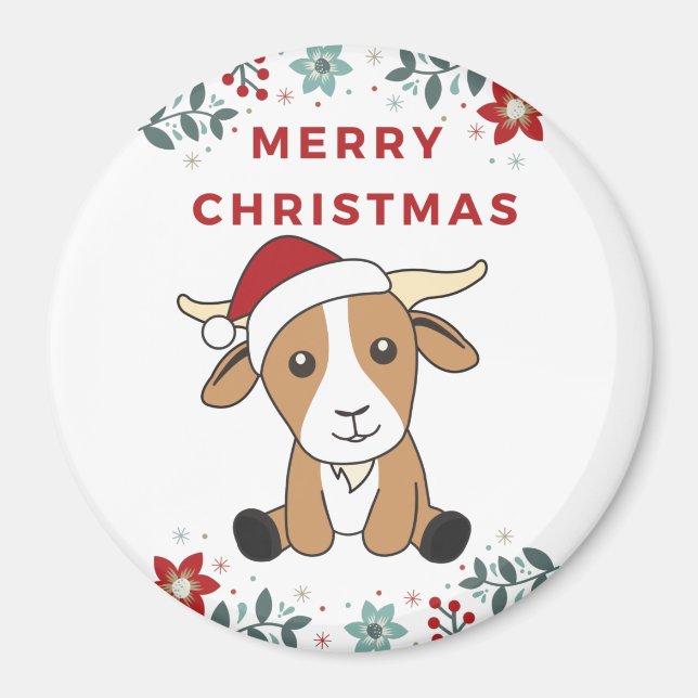 Goat Christmas Goats Winter Animals Magnet (Front)