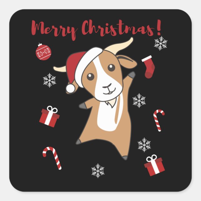 Goat Christmas Goats Winter Animals Square Sticker (Front)