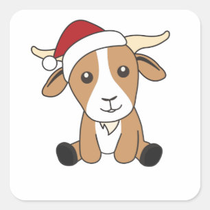 Goat Christmas Goats Winter Animals Square Sticker