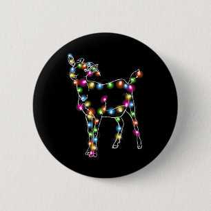Goat Christmas Light Tree Goat Lover 6 Cm Round Badge