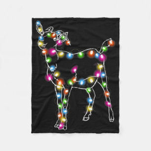 Goat Christmas Light Tree Goat Lover Fleece Blanket