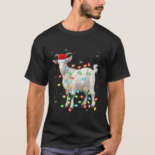 Goat Christmas Lights Family Goat Lover Santa Hat T-Shirt
