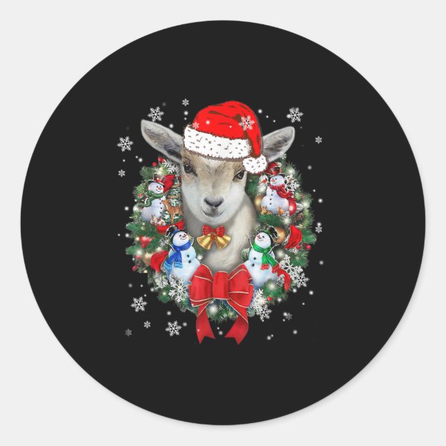 Goat Christmas Ornament Decoration Gift Xmas Gift Classic Round Sticker (Front)