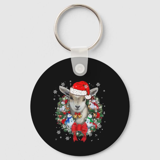 Goat Christmas Ornament Decoration Gift Xmas Gift Key Ring (Front)